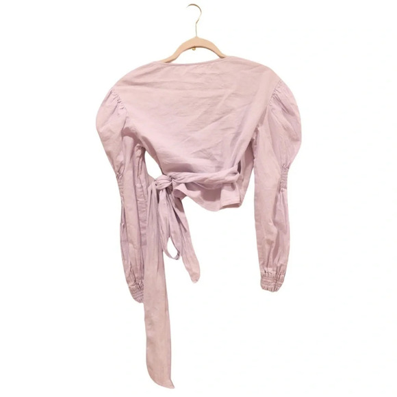 Zara Trafaluc  Collection Sky Blue Wrap Top With Balloon Sleeves - Size XS - Picture 4 of 13